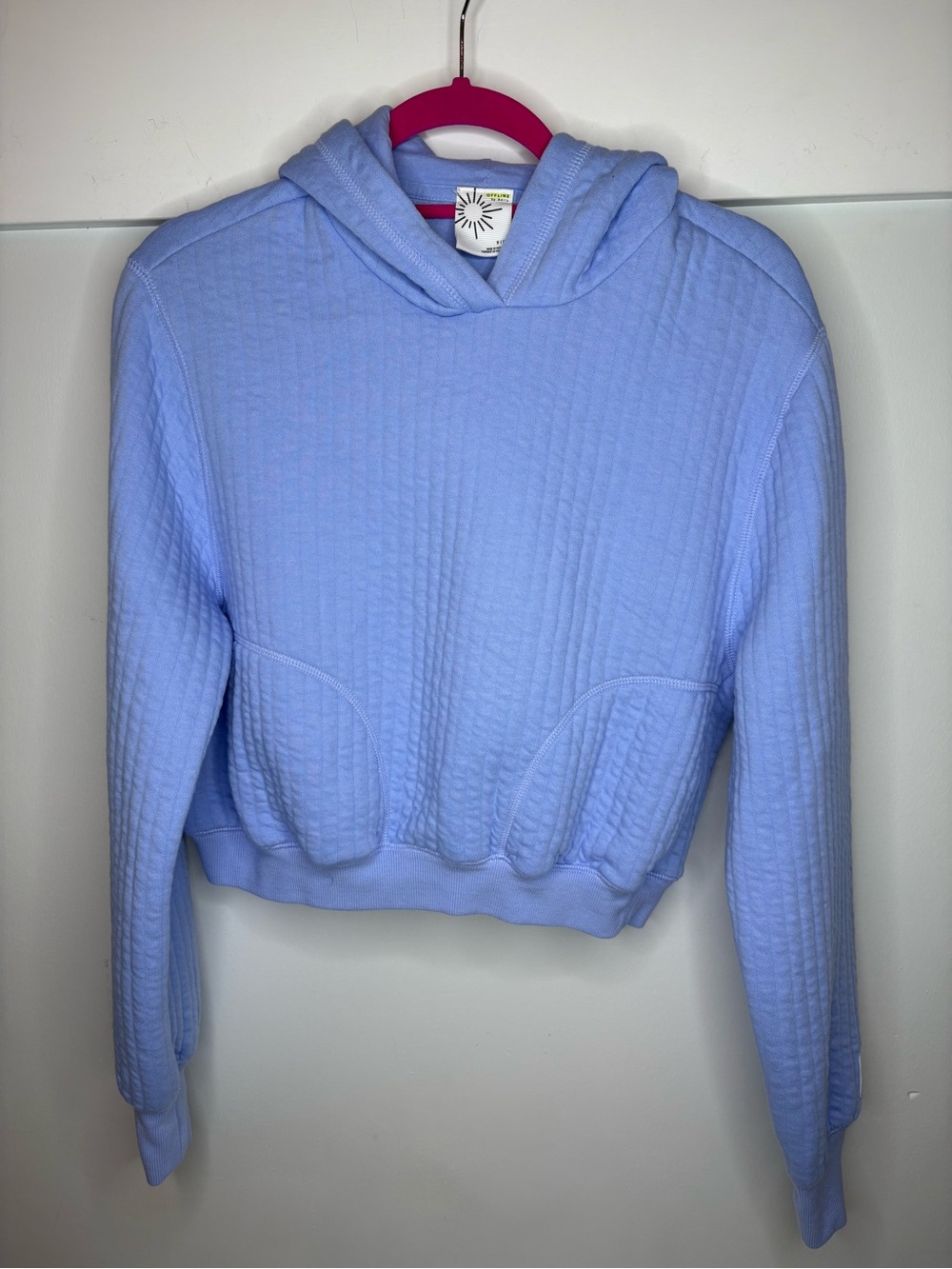 aerie OFFLINE Quilted Cropped Hoodie periwinkle Blue
